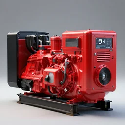 highly detailed Red 2mw diesel generator, concept art, character art, studio lightning, bright colors, intricate, masterpiece, photorealistic, hyperrealistic, sharp focus, high contrast, Artstation HQ, DeviantArt trending, 4k UHD, Unreal Engine 5