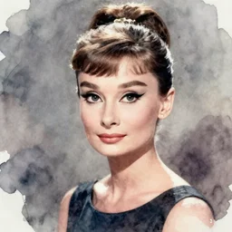 manic pixie dream girl audrey hepburn, intricate vaporwave watercolor portrait by john singer sargent