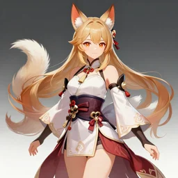 A beautiful kitsune woman, official Genshin Impact character concept, trending on Artstation, highly detailed