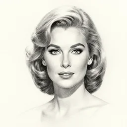 portrait of grace kelly, drawing in pencil,