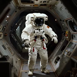 astronaut exploring the inside of an old derelict spaceship with dramatic lighting by William Adolphe Bouguereau