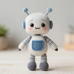 knitted doll of a cute robot