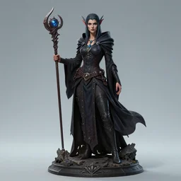 powerful dark elve female young wizard, dungeons and dragons by simon kennedy, studio muti