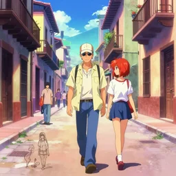 man walking streets of quarter latin, sprite, vaporwave nostalgia, directed by beat takeshi, visual novel cg, 8 0 s anime vibe, kimagure orange road, maison ikkoku, sketch by osamu tezuka, directed by makoto shinkai and beat takeshi