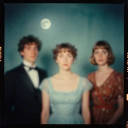 kodak portra 4 0 0, wetplate, muted colours, teal, motion blur, portrait photo of a backdrop, sparkling, moon, by georges melies and by wes anderson and by britt marling