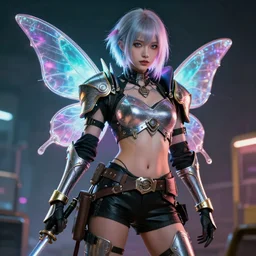 cyberpunk fairy warrior, highly detailed, 8 k, hdr,, clayton crain