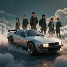 1 9 7 0's classic concept car from cyberpunk 2 0 7 7. art by jesper ejsing, feng zhu, makoto shinkai, lois van baarle, ilya kuvshinov, rossdraws. clouds by rhads. global light 3 d rtx hdr