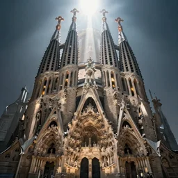 Awe inspiring cathedral designed by H. R. Giger. Beautiful, haunting, 1:100 scale, titanic, volumetric lighting, atmospheric lighting, god rays, dramatic lighting, light study, masterpiece, high quality, ultrarealistic, detailed, masterpiece, trending on artstation