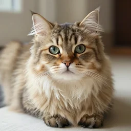 photo of my pet Fluffy. Fluffy is a cat dog hybrid