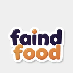 text title logo for a videogame called faind food. the ai in faind has a different color and stands out. the game is about a magical forest which has many broken machines in it.
