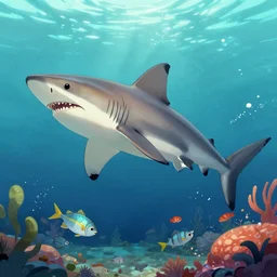 a mix of a shark and a little fish