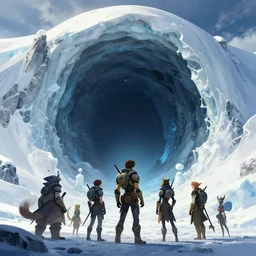the giant cave entrance to inner earth in the antarctic, epic digital fantasy style beeple, by thomas kinkade hearstone league of legends dofus overwatch concept art, style of makoto shinkai, xision, james jean and peter mohrbacher, studio ghibli, artgerm, karol bak, dan mumford global illumination rtx bi