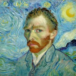 portrait of a 29-year-old man with tan skin by van gogh