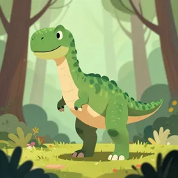 an illustration of a dinosaur wy 6 0 in the woods, trending on artstation, central composition, very cartoon, shape focus, high detailed, by anton fadeev 8 9 ue