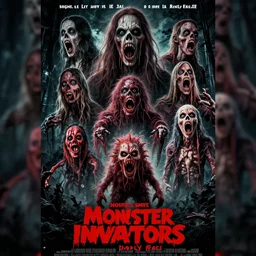 a movie poster for the live action horror movie nostril snot angry monster invaders from pimple face. photograph collage horror poster.