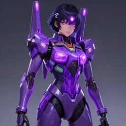 A realistic anime portrait of a woman in a Gundam suit with glowing purple, digital painting, by Stanley Artgerm Lau, Sakimichan, WLOP and Rossdraws, digtial painting, trending on ArtStation, SFW version