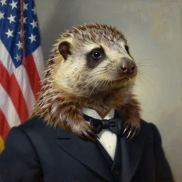 official portrait of the united states president, 1 9 4 4. he resembles an aardvark. oil on canvas, trending on artstation