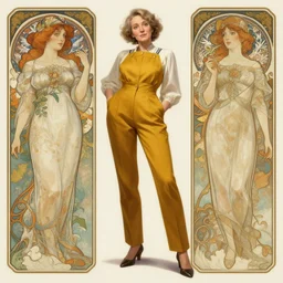 old english teacher, with mustard pants with high waist, thrift, intricate, elegant, highly detailed, digital painting, artstation, concept art, smooth, sharp focus, illustration, art by krenz cushart and artem demura and alphonse mucha and tony sandoval