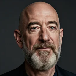 a bearded hairy man with the face of Jeff Bezos