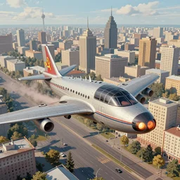 soviet city with flying cars, made by Joe Fenton