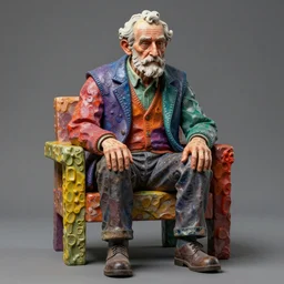 a 3 d model of an old man by john hoyland, surreal, overblown vibrant colors, masterpiece, physical based rendering, featured on pixiv, octane renderer, trending on pinterest