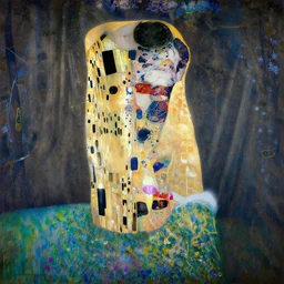 A Gustav Klimt oil painting of a hauntingly beautiful elven forest in the morning; rays of light coming through the canopy; trending on artstation; extraordinary masterpiece!!!!!!; 8k