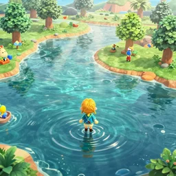 pattern of water in the style of zelda wind waker, summer vibes, in the style of animal crossing