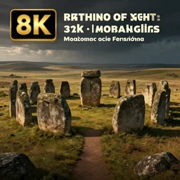 megalithic prehistoric profane village, 8K, trending on artstation, full color, golden ratio, rule of thirds, low key, establishing shot, extremely high detail, concept art, award winning photo