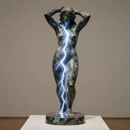 a lightning bolt marble statue painted by matisse, highly detailed, cinematic