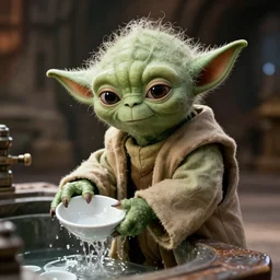 film still of yoda washing dishes in the new star wars movie 4 k