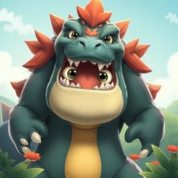 kid's film character of a very very beautiful detailed character design of a cartoon godzilla, disney style movie poster. deviantart, highly detailed background simple style of maple story, the style of disney, artstation deviantart, hd promotional artwork. no text, official coverart