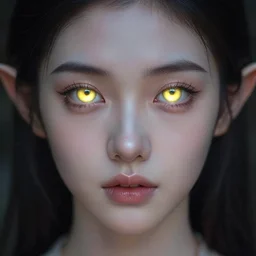 portrait of a nymph, innocent, glowing eyes, elf ears, macro head shot, mystery, symmetrical face, exif, beautiful, art by wlop + artgerm