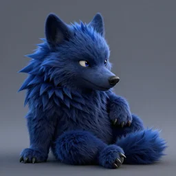 cute handsome cuddly werewolf from van helsing unreal engine hyperreallistic render 8k character concept art masterpiece deep vibrant navy blue facing away