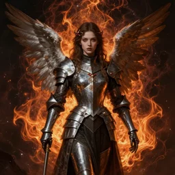 Angel knight gothic girl. By Rembrandt painting (1667), (fractal flame)*10, highly detailded
