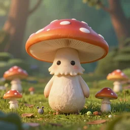 a small fairytale mushroom creature, ultra realistic, 8k, octane render