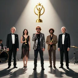 full band photo with eric clapton, rachael yamagata, and walter white singing, iconic photo, award winning jim marshall photograph, snl stage, 1 4 - 2 4 mm f / 2. 8