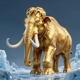 golden mammoth in ice age, stylized, artgerm, artstation, hd, cgsociety, cgi, realistic, dramatic, cinematic, artistic, trending, detailed