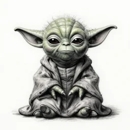 coal drawing of Yoda meditating