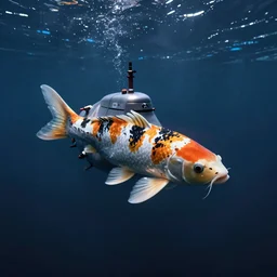 a submarine in koi fish colors