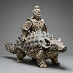 ancient statue of a pangolin warrior