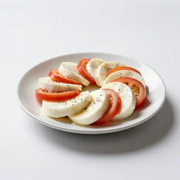 baroque caprese salad, studio product photography, isolated on a pure white background, centered, entire object in frame, sharp focus, soft studio lighting