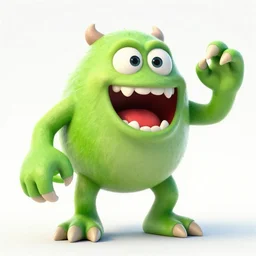 a green monster with claws and red mouth