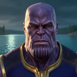 josh brolin thanos closeup portrait, dramatic light, lake background, 2 0 0 mm focal length, painted by stanley lau, painted by greg rutkowski, painted by stanley artgerm, digital art, trending on artstation