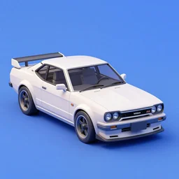 a low poly 3 d render of a nissan skyline r 3 4, blue background, trending on artstation