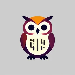 A minimalist logo of an owl skeleton in the y2k style, bauhaus style, created by The Designers Republic, vibrant colors