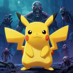 Alien vs Pikachu movie poster, action, horror, movie poster, giger, 1990