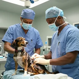 Dr. Dre in surgeon scrubs in an emergency room, treating Snoop Dogg