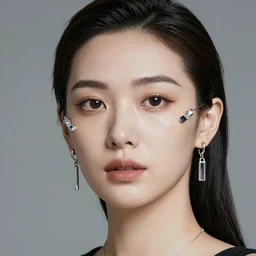 portrait of a beautiful woman wearing high-tech jewelry around her face