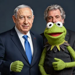 Benjamin Netanyahu and Yair lapid  as  muppets,  3d digital painting, trending at artstation,  hyper detailed, hyper realistic, gorgeous lighting
