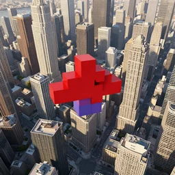 city birds eye view, tetris, realistic octane render